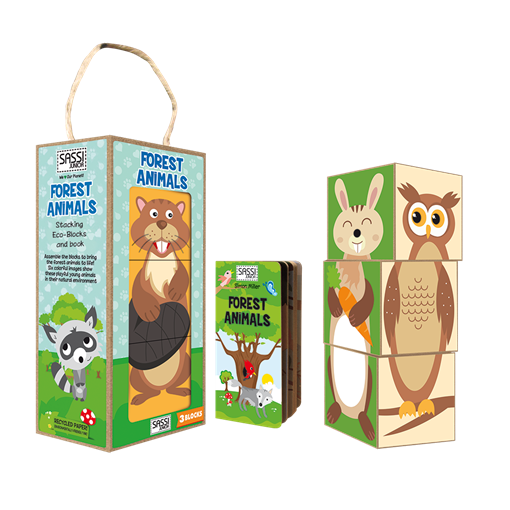 Слика на Forest Animals Stacking Eco-Blocks and Book