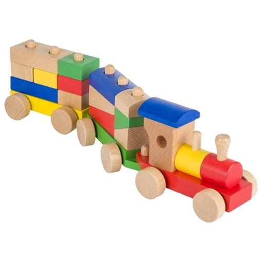 Слика на Воз од дрво со блокчиња во разни форми и бои
