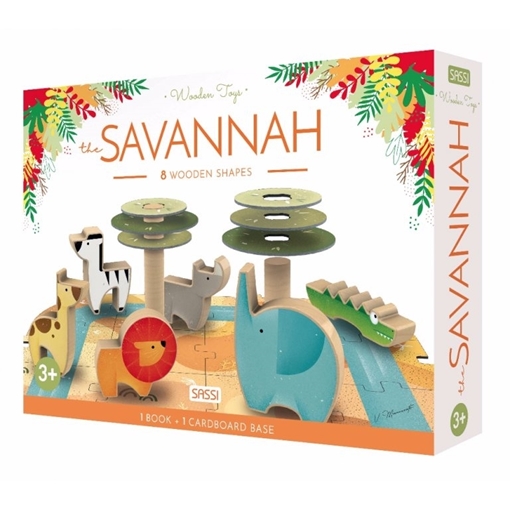 Слика на The Savannah - Book, wooden toys and puzzle