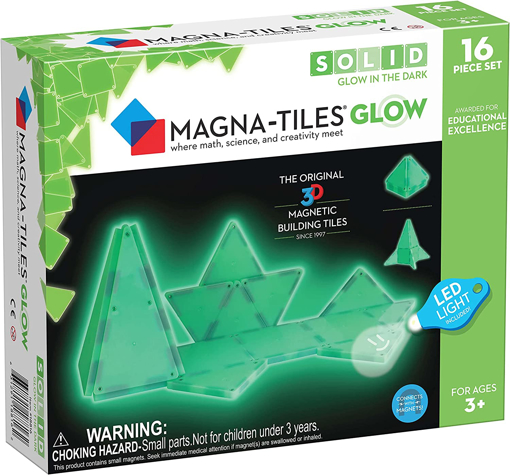 Слика на Magna-Tiles - Комплет од 16 фосфоресцентни магнетни плочки