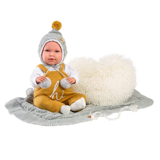 Слика на Кукла БЕБЕТО МИМИ со ќебенце и перница, 42 cm (со звуци) - Llorens
