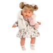 Слика на Кукла ЖОЕЛA, со бел елек и розов шал (со звуци) 38cm - Llorens Dolls