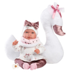 Слика на Кукла ТИНА, со перниче како лебед и со звуци (44cm) - Llorens Dolls