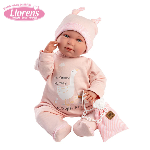 Слика на Бебе МИМИ со розова торбичка (со звуци) 42 cm - Llorens Dolls