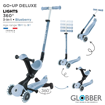 Слика на Мултифункционален тротинет 3 во 1, GO•UP DELUXE LIGHTS ECOLOGIC 360°, склоплив (син) - Globber