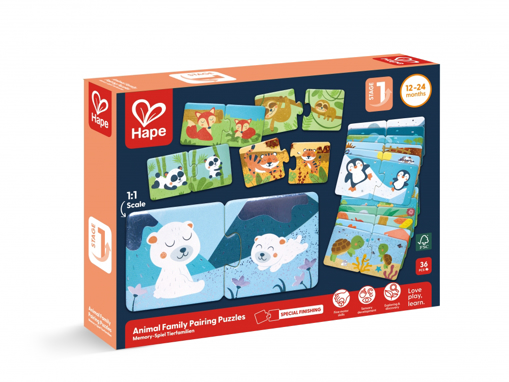 Слика на Сложувалка Животински семејства, 36 парчиња -  Hape,