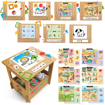 Слика на Едукативен сет „Wooden Desk – Writing School“ – Headu Montessori
