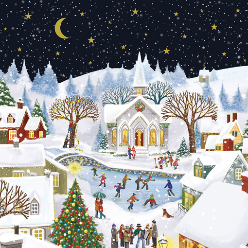 Слика на Новогодишна картичка, Лизгалиште пред црквата - Pictura