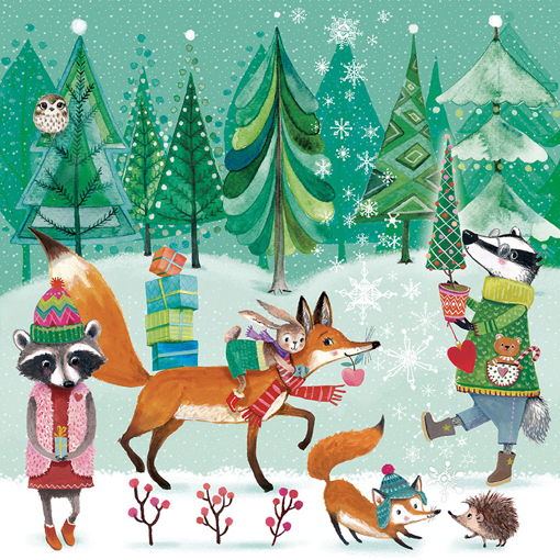 Слика на Новогодишна картичка,  Лисицата и пријателите - Pictura