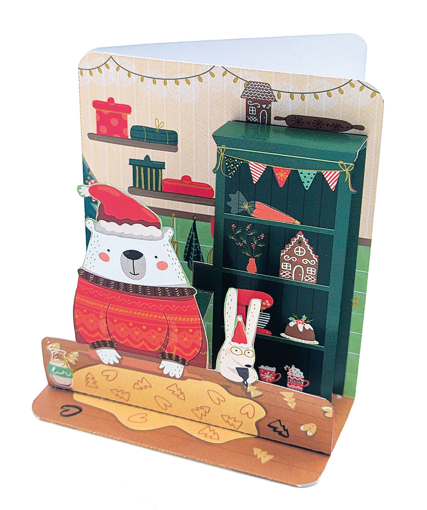 Слика на Новогодишна 3D мини картичка, Мечка и зајче  - Pictura