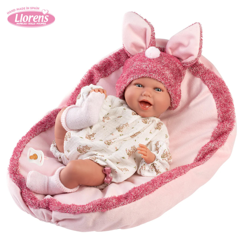 Слика на Бебе Mimi со перниче-креветче (се смее, вели мама и папа) 42 cm – Llorens Dolls