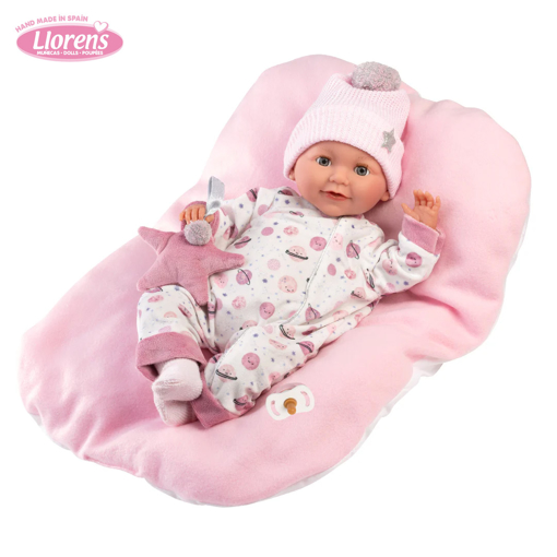 Слика на Бебе Heidi со перниче  (плаче, вели мама и папа) 42 cm -  Llorens Dolls