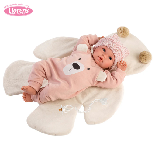 Слика на Бебе во кафена пижама со мечиња, 36 cm-  Llorens Dolls