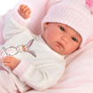 Слика на Бебе Bimba со розово перниче, 35 cm  (без звуци) - Llorens Dolls