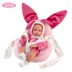 Слика на Бебе Bimba со забавна носилка со ушиња од зајаче, 35 cm  (без звуци) - Llorens Dolls