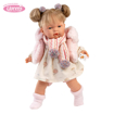 Слика на Кукла ЖОЕЛА во розов елек од крзно, 38 cm (плаче, вели мама и папа)  – Llorens Dolls