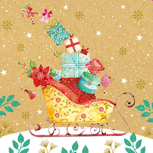 Слика на Новогодишна честитка САНКА СО ПОДАРОЦИ, Cosy Paper - Pictura