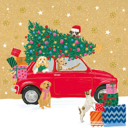 Слика на Новогодишна честитка АВТОМОБИЛ НАТОВАРЕН СО НОВОГОДИШНА ЕЛКА, Cosy Paper - Pictura