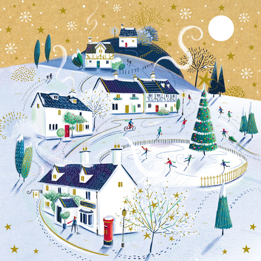 Слика на Новогодишна честитка ЕЛКАТА НА СРЕД СЕЛО, Cosy Paper - Pictura