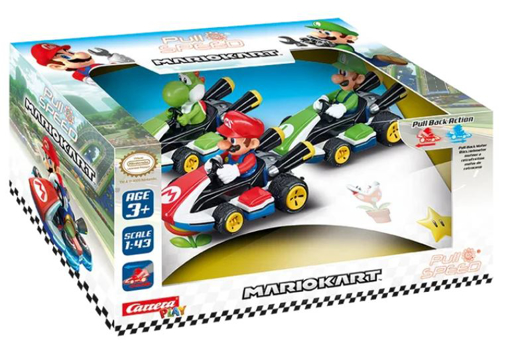 Слика на Сет колички со повлекување Super Mario (Марио, Луиџи и Јоши), 3 парчиња– Carrera
