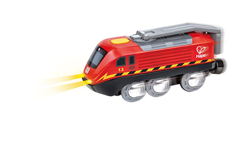 Слика на Воз со рачка и USB, црвен- Hape