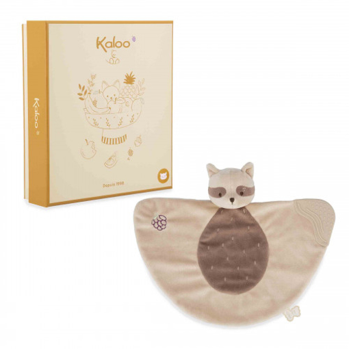 Слика на Mека играчка комфортер,  ракун со силиконска глодалка - Kaloo