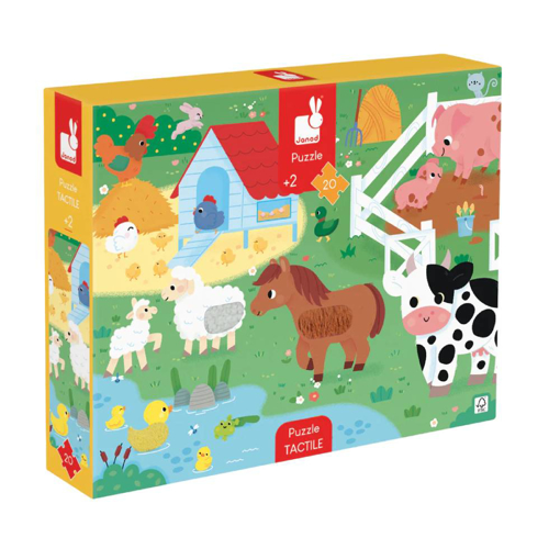 Слика на Сложувалка со текстури за допирање - ФАРМА, 20 парчиња - Janod