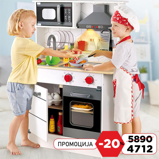 Слика на Детска дрвена кујна со додатоци SUPER SERVE - Hape International