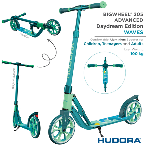 Слика на Тротинет HUDORA BigWheel® 205 Advanced Daydream Edition, Waves