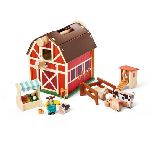 Слика на Дрвен комплет за игра СРЕЌНАТА ФАРМА (33 елементи)- Hape International