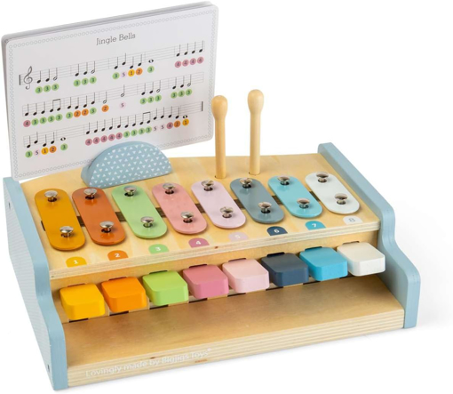 Слика на Детско дрвено Xylo Piano – 2 во 1 ксилофон и пијано – Bigjigs Toys