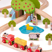 Слика на Дрвен железнички сет „Фарма“ 44 парчиња – Farm Train Set – Bigjigs Toys