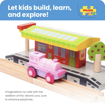 Слика на Розова локомотива на батерии– Powerful Pink Loco Battery Operated Engine – Bigjigs Rail