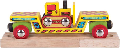Слика на Вагон со булдожер – Bulldozer Low Loader – Bigjigs Rail