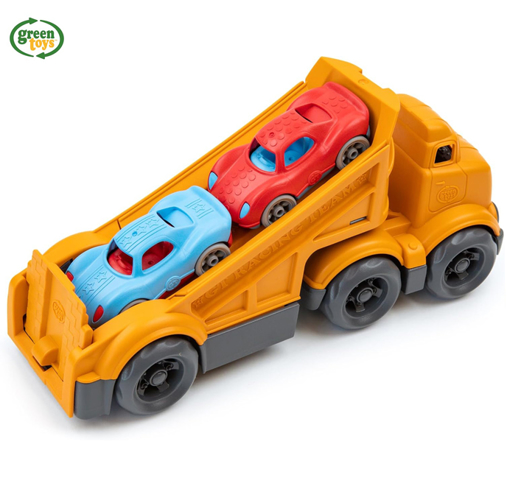 Слика на Тркачки камион со 2 тркачки автомобили  – Green Toys