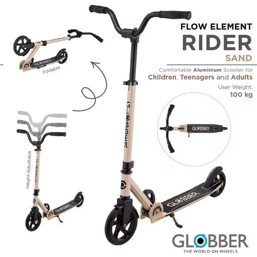 Слика на Тротинет FLOW RIDER со закривена Т-рачка (Кафен) - Globber