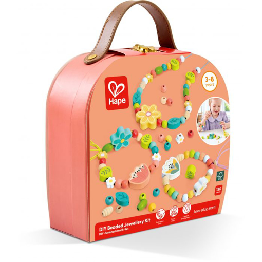 Слика на Дрвен DIY сет за изработка на накит, 130 делови - Hape