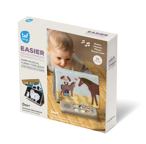 Слика на Музичка сензорна книга за игра на стомаче Фарма – Taf Toys